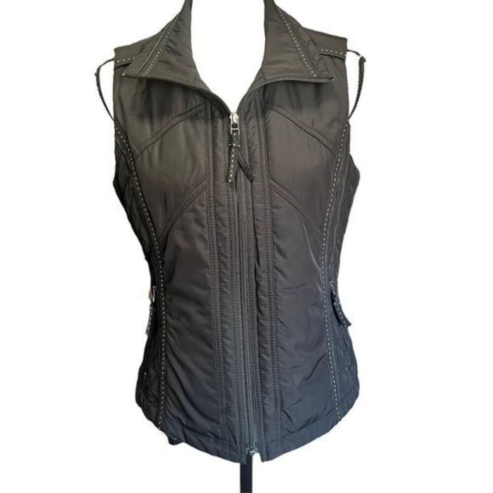 Coldwater Creek Womens Quilted Vest XS Black Polyester Fitted Style